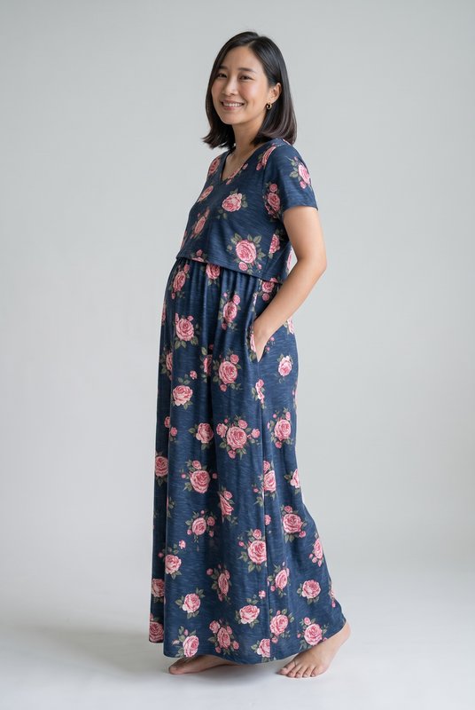 Floral Nursing Maxi Dress
